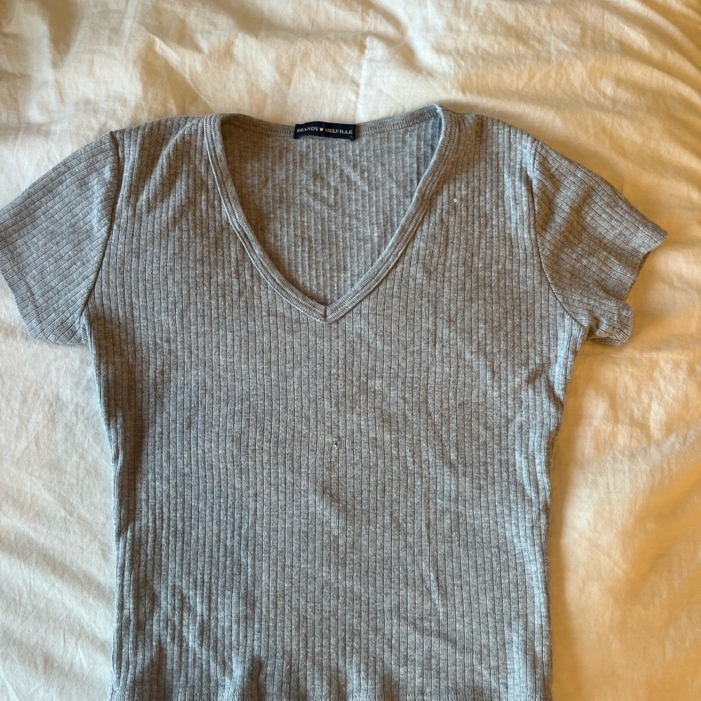 Brandy Melville Gray Ribbed Top